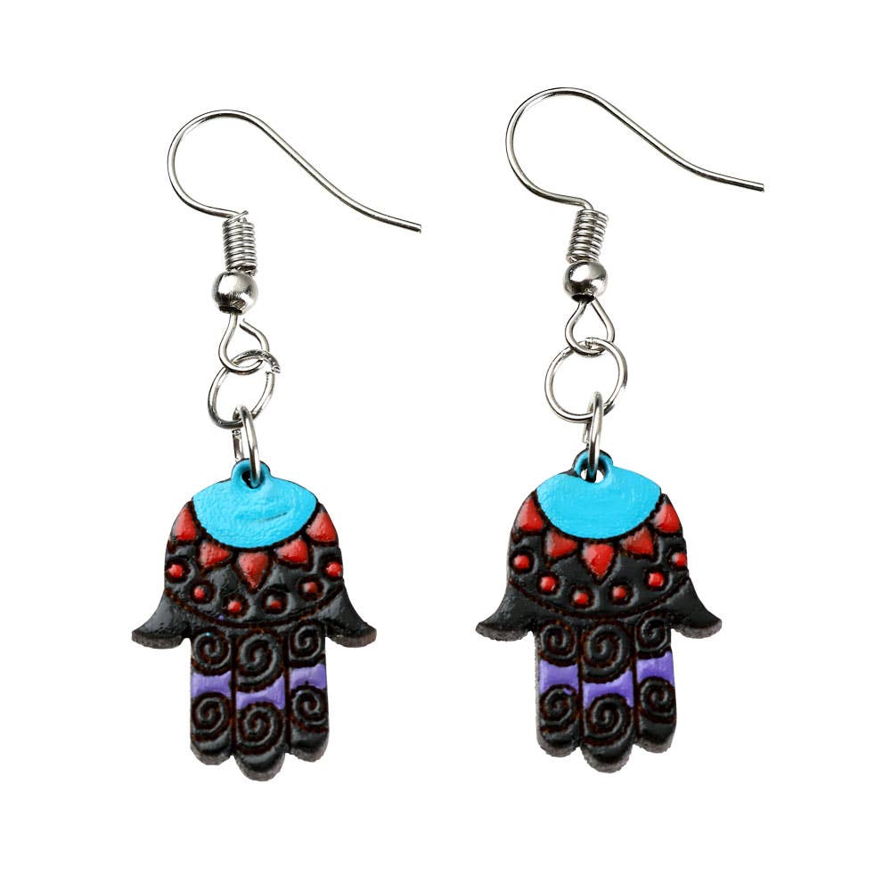 ASSORTED WOOD HAMSA EARRINGS
