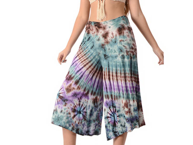 Electric Nights Tye Dye Spandex Blend Gaucho Pants