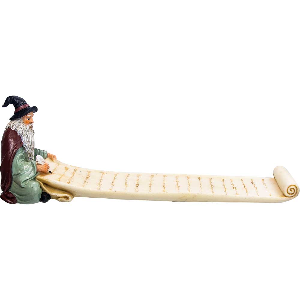 Polyresin Incense Holder - Wizard w/ Magic Scroll