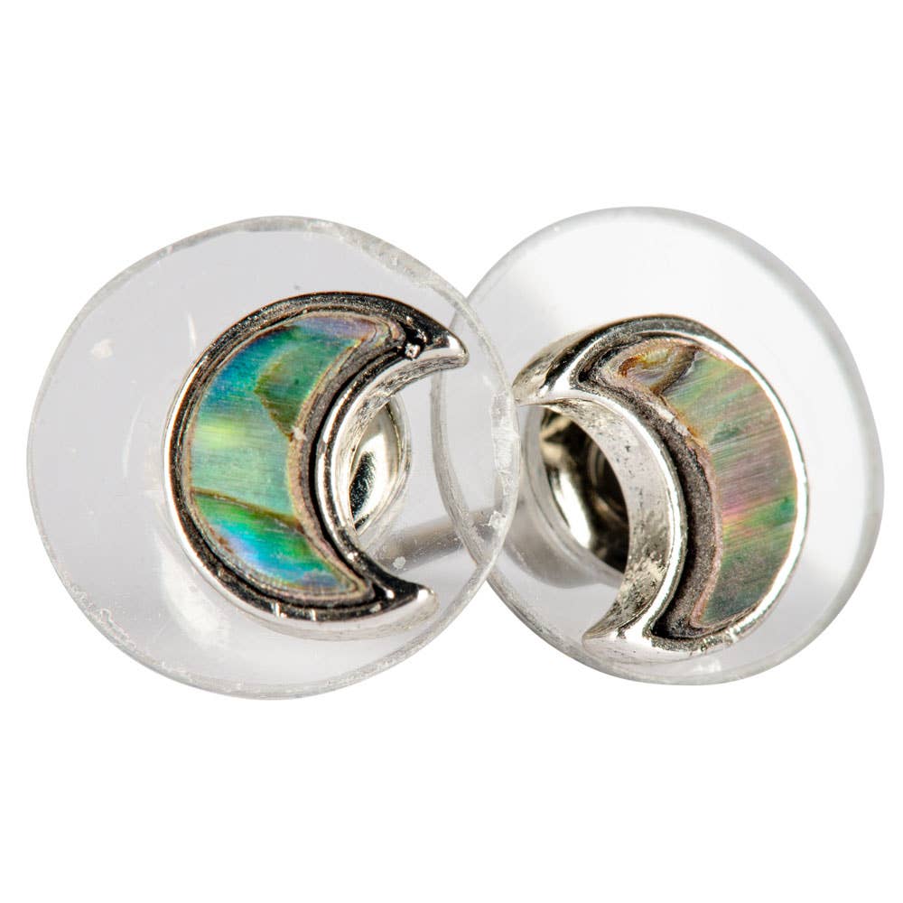 ABALONE SHELL CRESCENT MOON STUDS Earrings