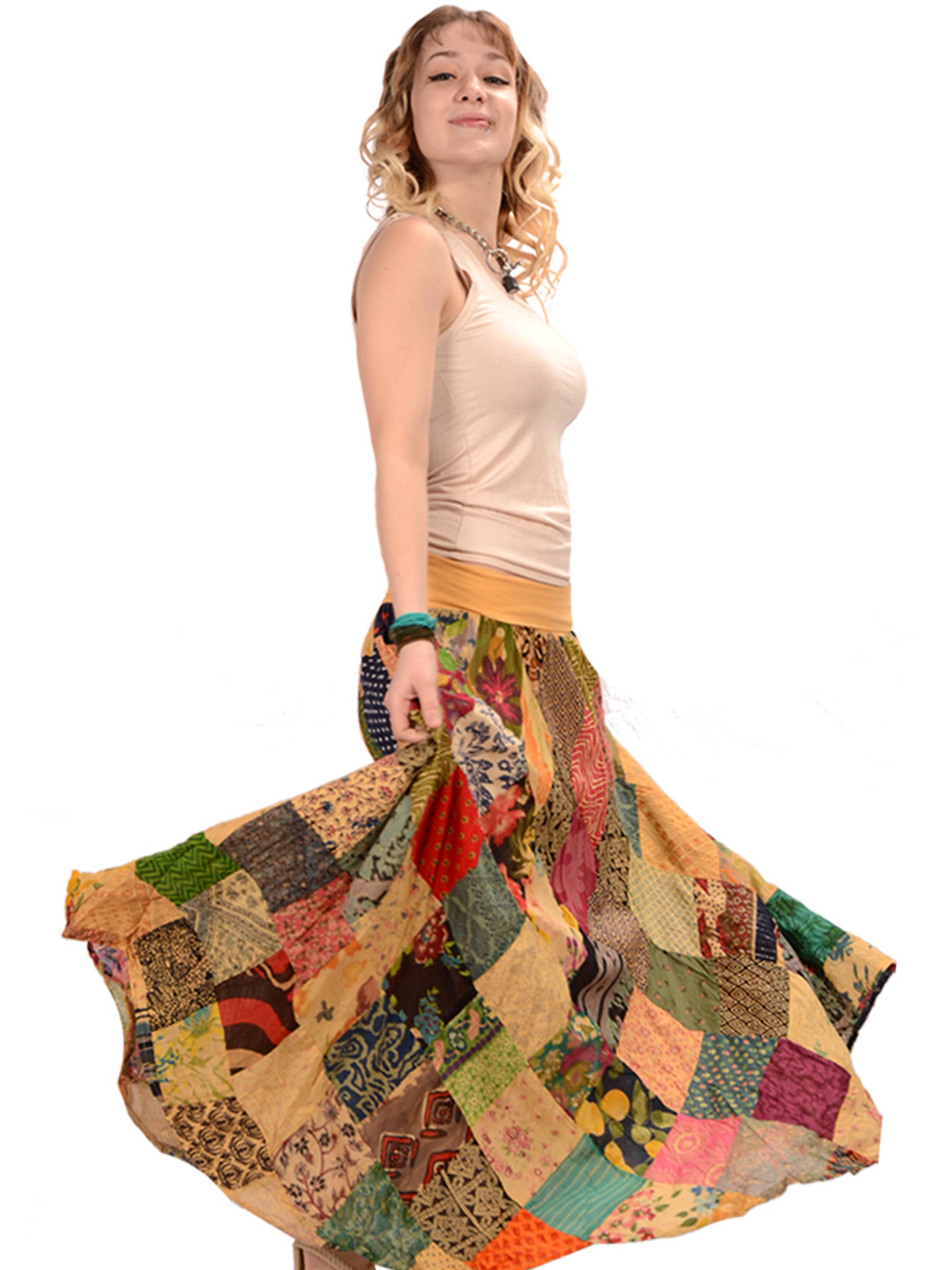 Festival Frolic Patchwork with Super Comfy Waist Skirt