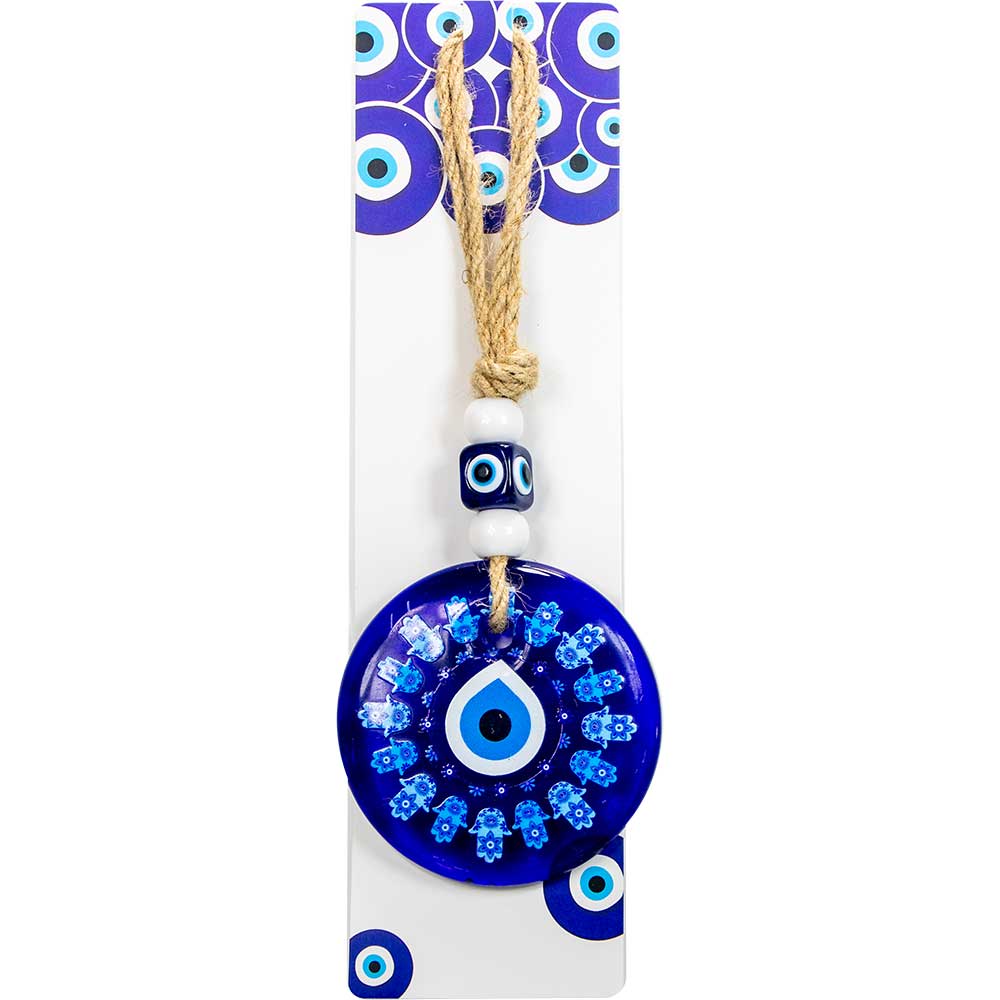 Glass Evil Eye Wall Hanging Talisman Circle of Fatima Hands
