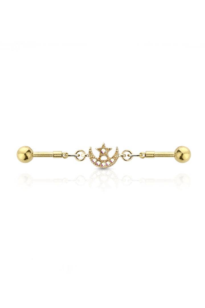STAR&MOON LINKED 316L SURGICAL STEEL INDUSTRIAL BARBELL