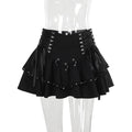 Black Metal Chic Bodycon Mini Skirt