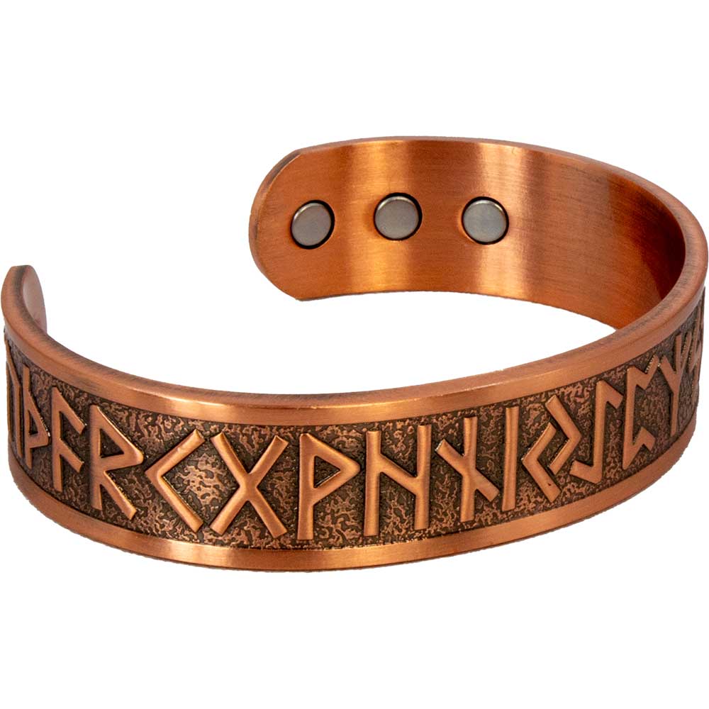 Magnetic Copper Bracelet - Runes - Antique Copper