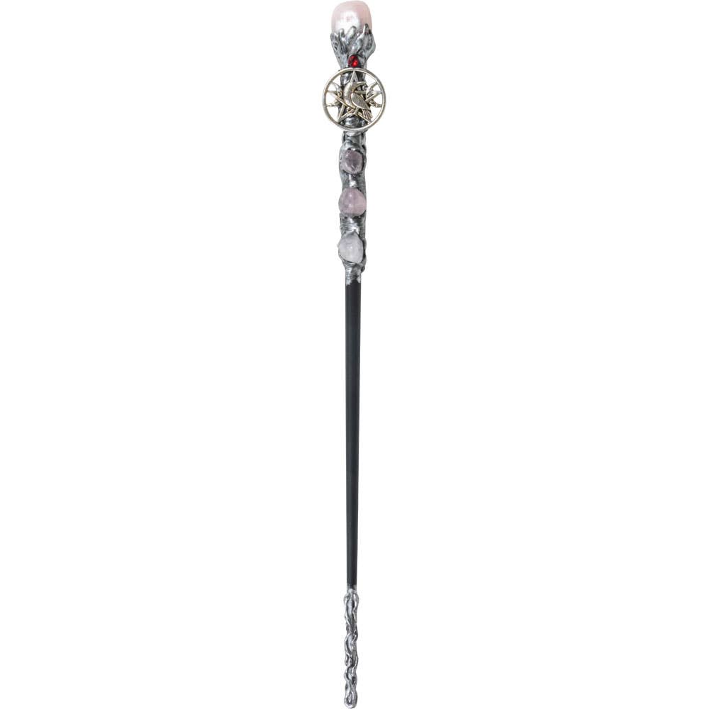 Magick Wand - Silver Raven w/ Rose Quartz