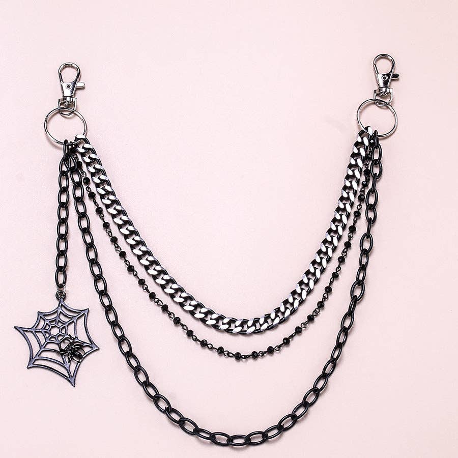Trendy Punk Style Metal Spider Web Chain for Jeans