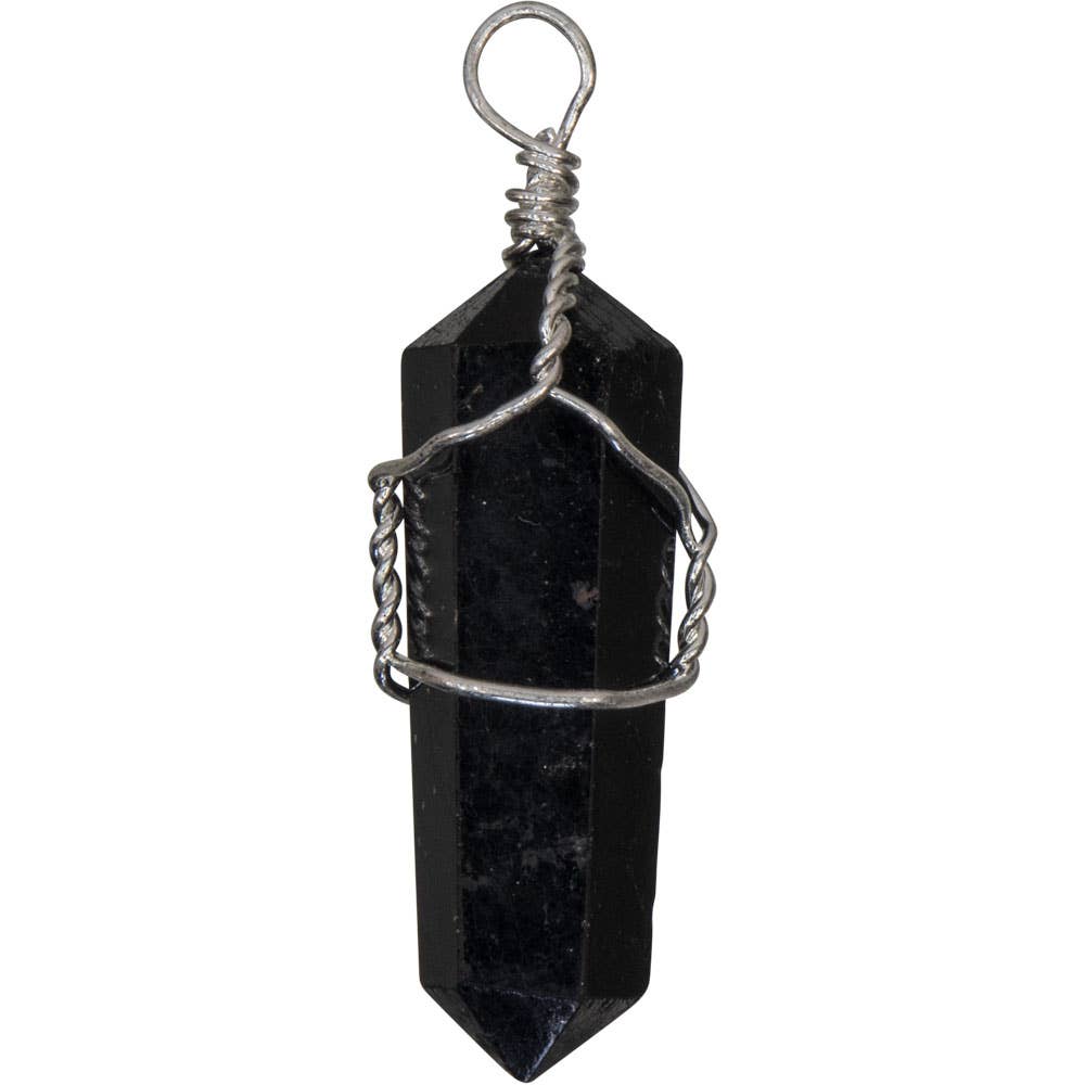 Wire Wrapped Point Pendants - Black Tourmaline (Pack of 5)