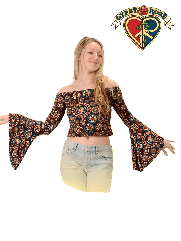 Viscose Spandex Mushroom Bell Sleeve Blouse