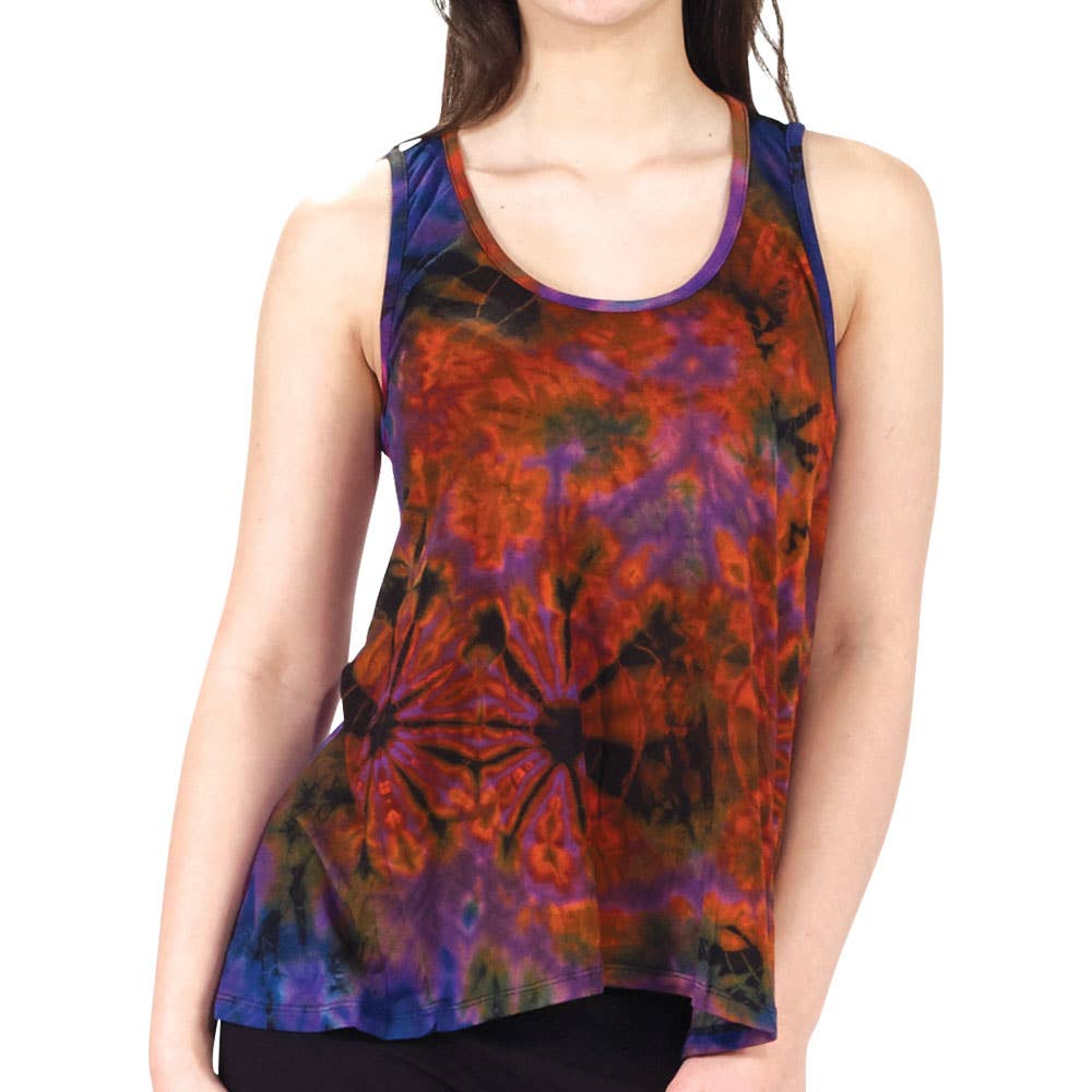 Tie Dye Button Back Tank Top