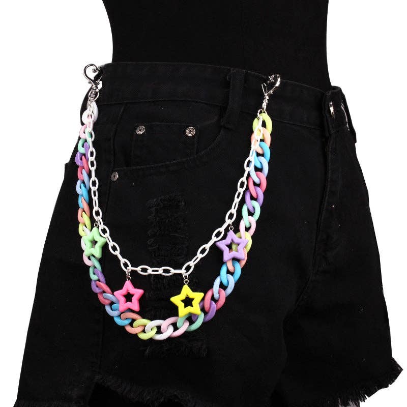 Colorful Acrylic Star Pendant Chain Trendy Gender-Neutral Belt