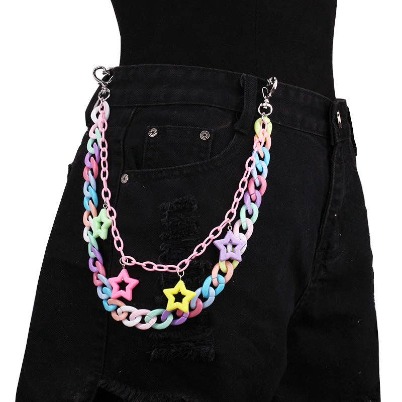 Colorful Acrylic Star Pendant Chain Trendy Gender-Neutral Belt