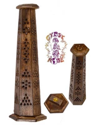 Carved Wooden Upright Incense Burner