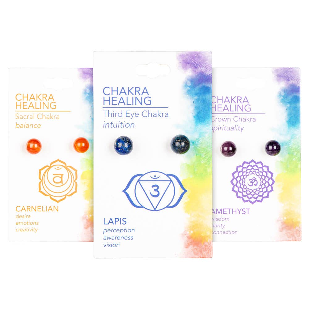 CHAKRA EARRINGS/GENUINE 8MM STONES
