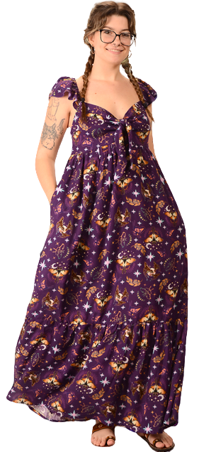 Moon Moth Rayon Tie-Front Maxi Dress