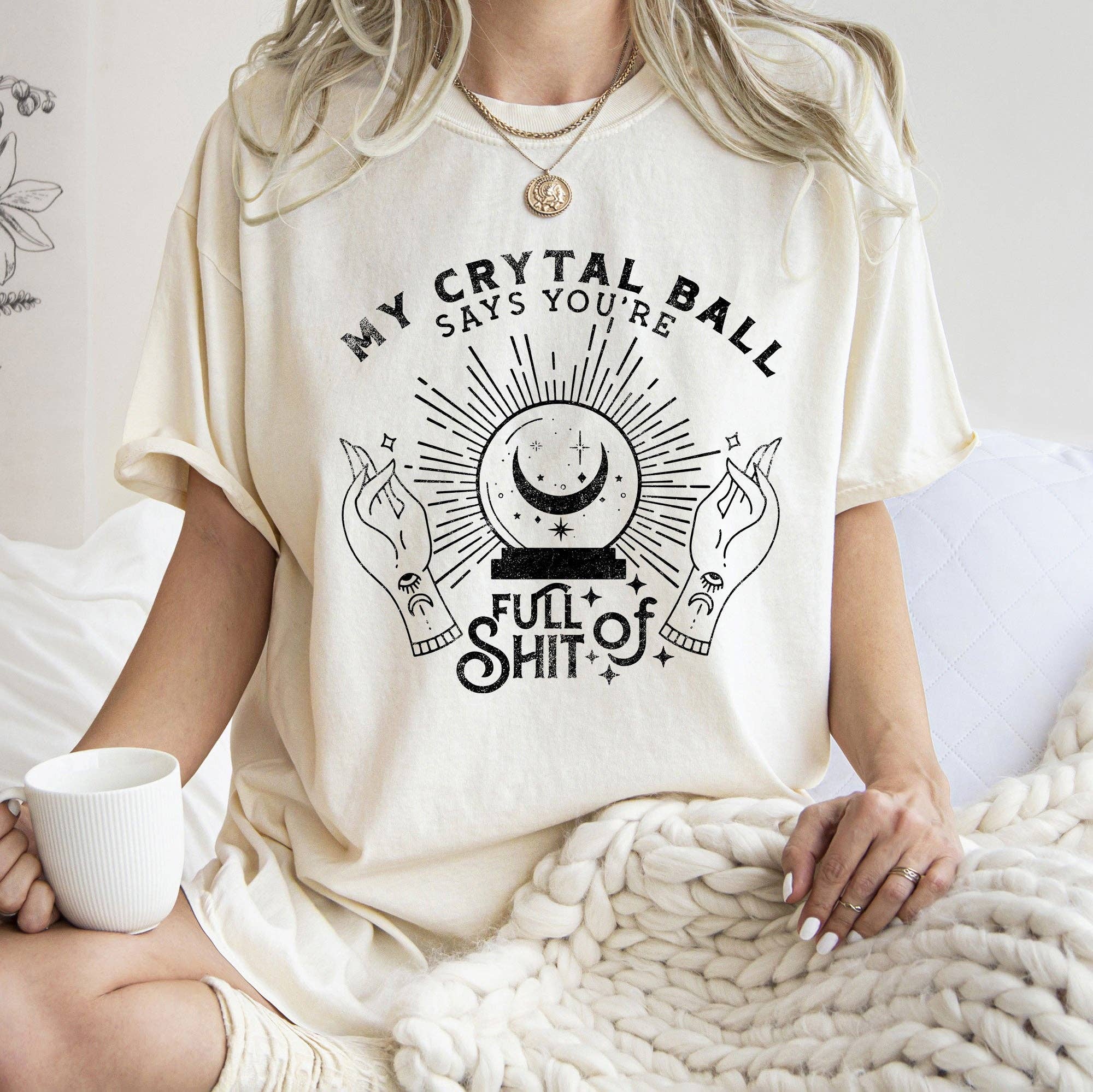 My Crystal Ball Says Retro Halloween T-shirt Black Print