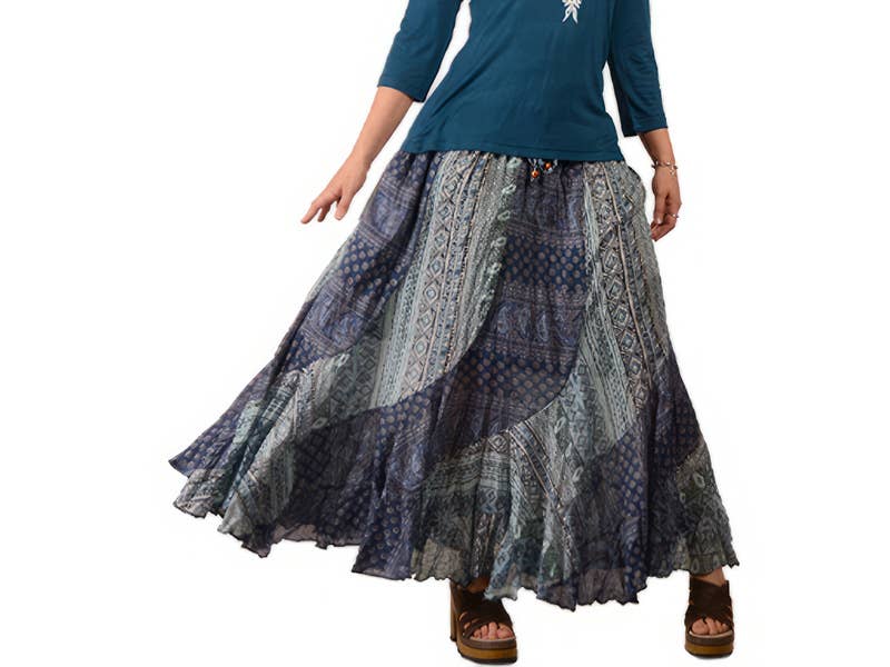 Meadow's Breeze Cotton Swirl Style Patchwork Skirt