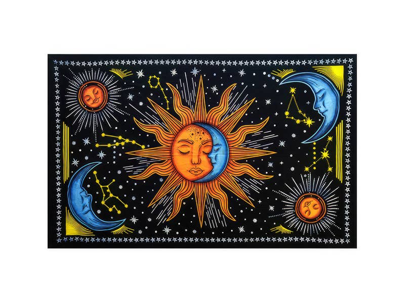 Sun Moon Hand Brush Twin Tapestry