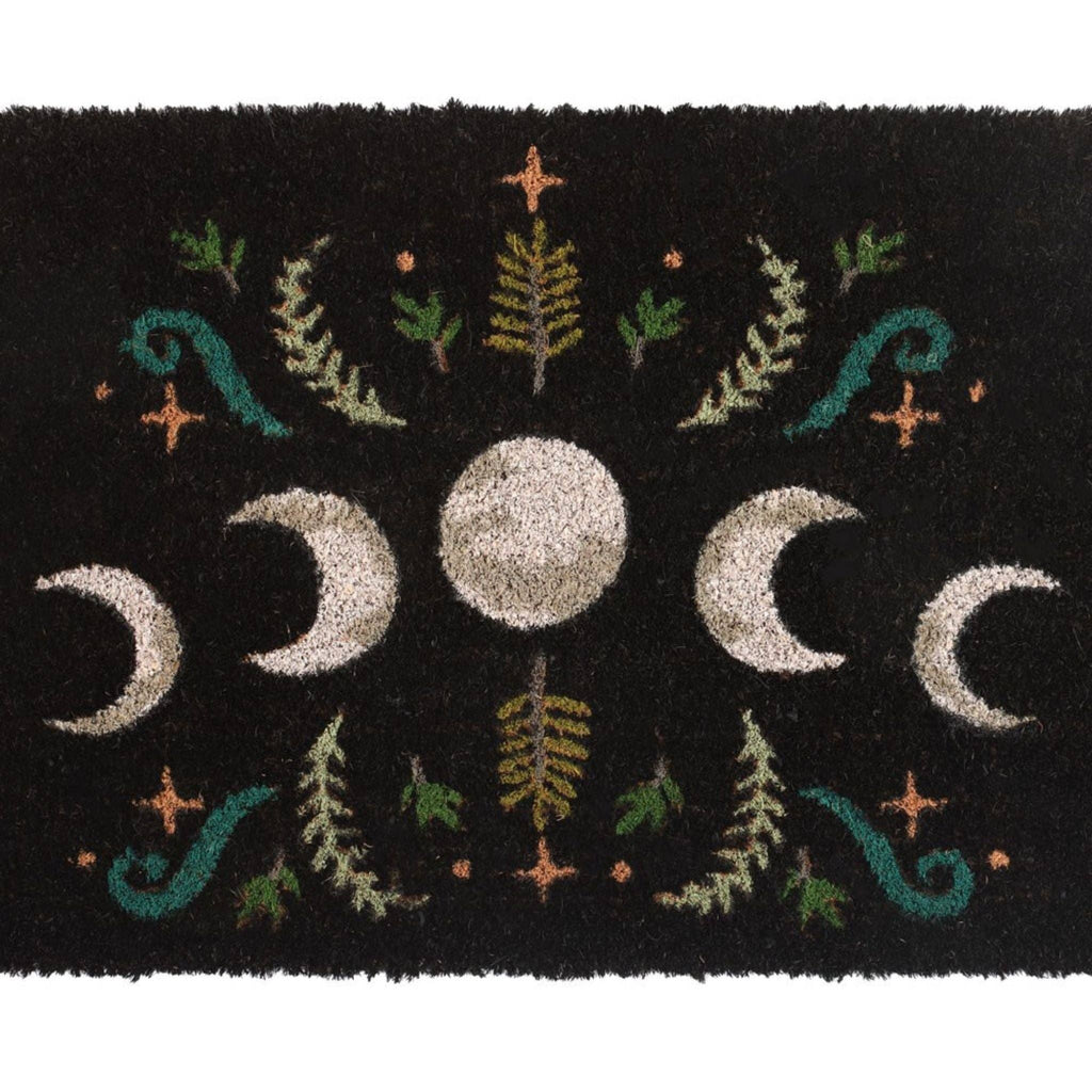Black Dark Forest Moon Phase Doormat.