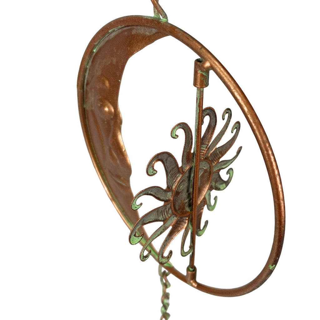 80-Inch Metal Rain Chain with Celestial Crescent Moon & Sun