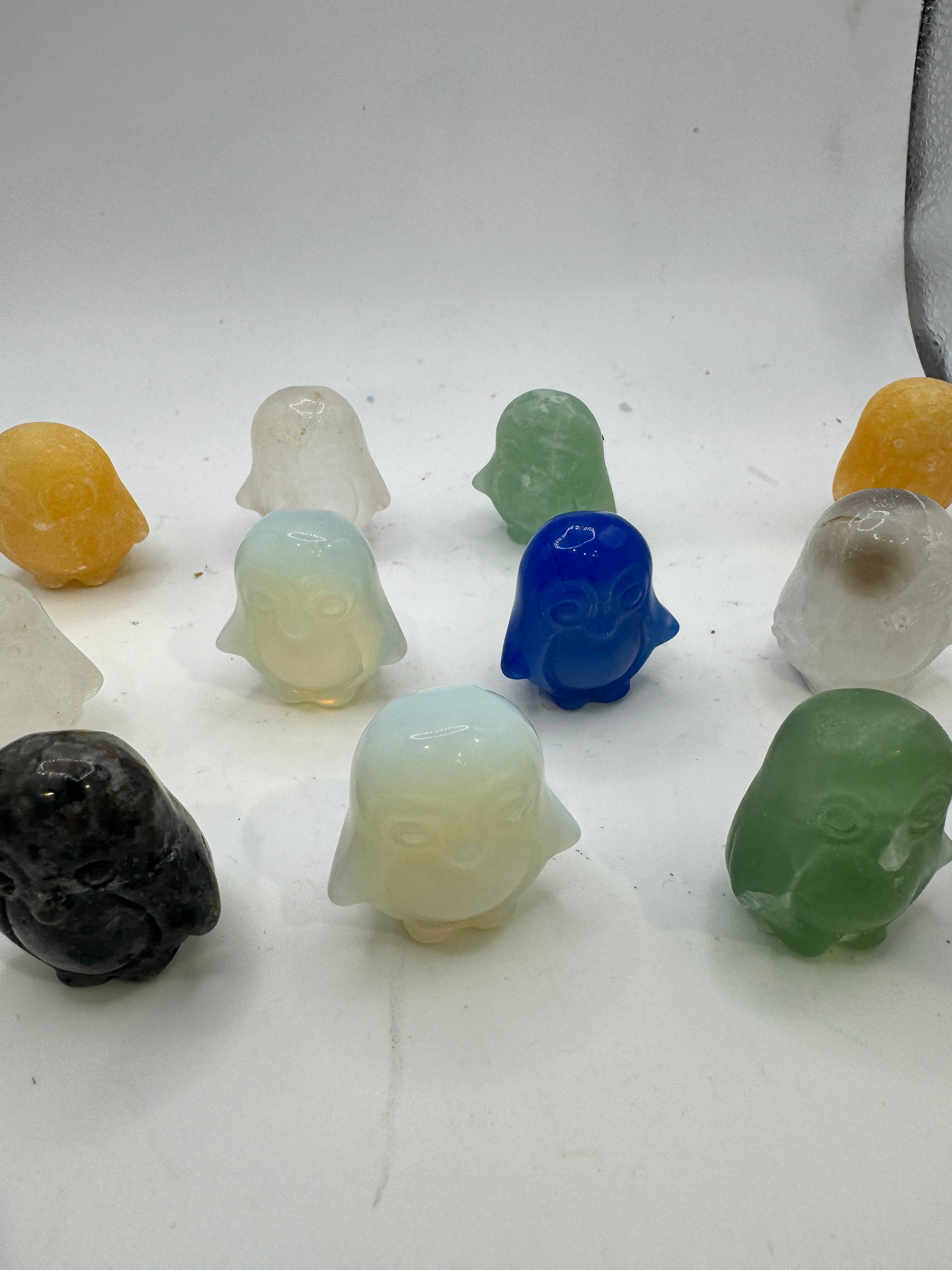 Penguin Crystal Carvings - Assorted Crystal Types