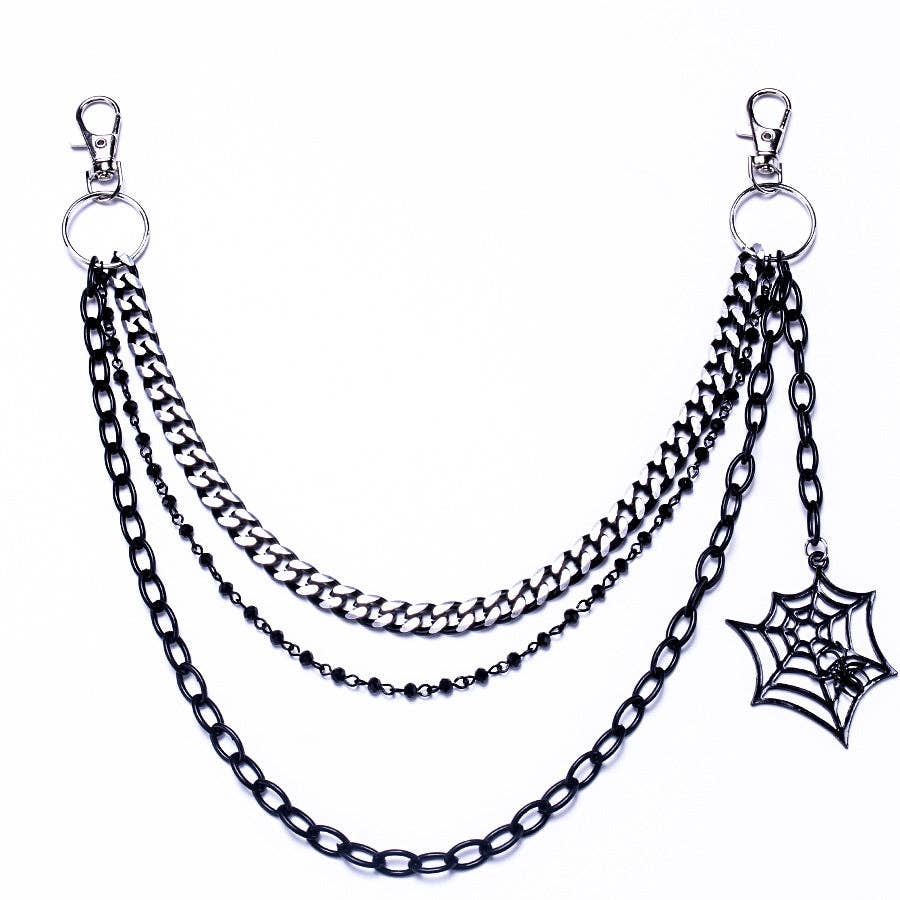 Trendy Punk Style Metal Spider Web Chain for Jeans