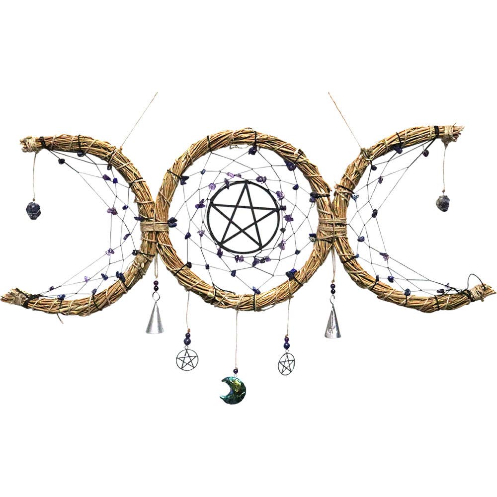 Dreamcatcher Protection Wreath - Triple Moon w/ Amethyst
