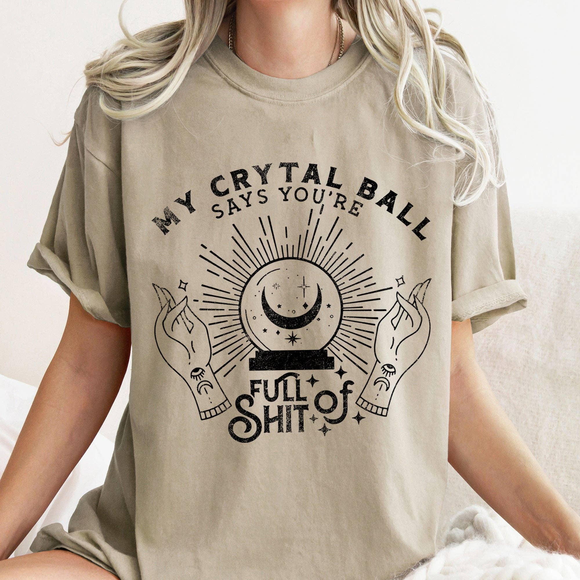 My Crystal Ball Says Retro Halloween T-shirt Black Print