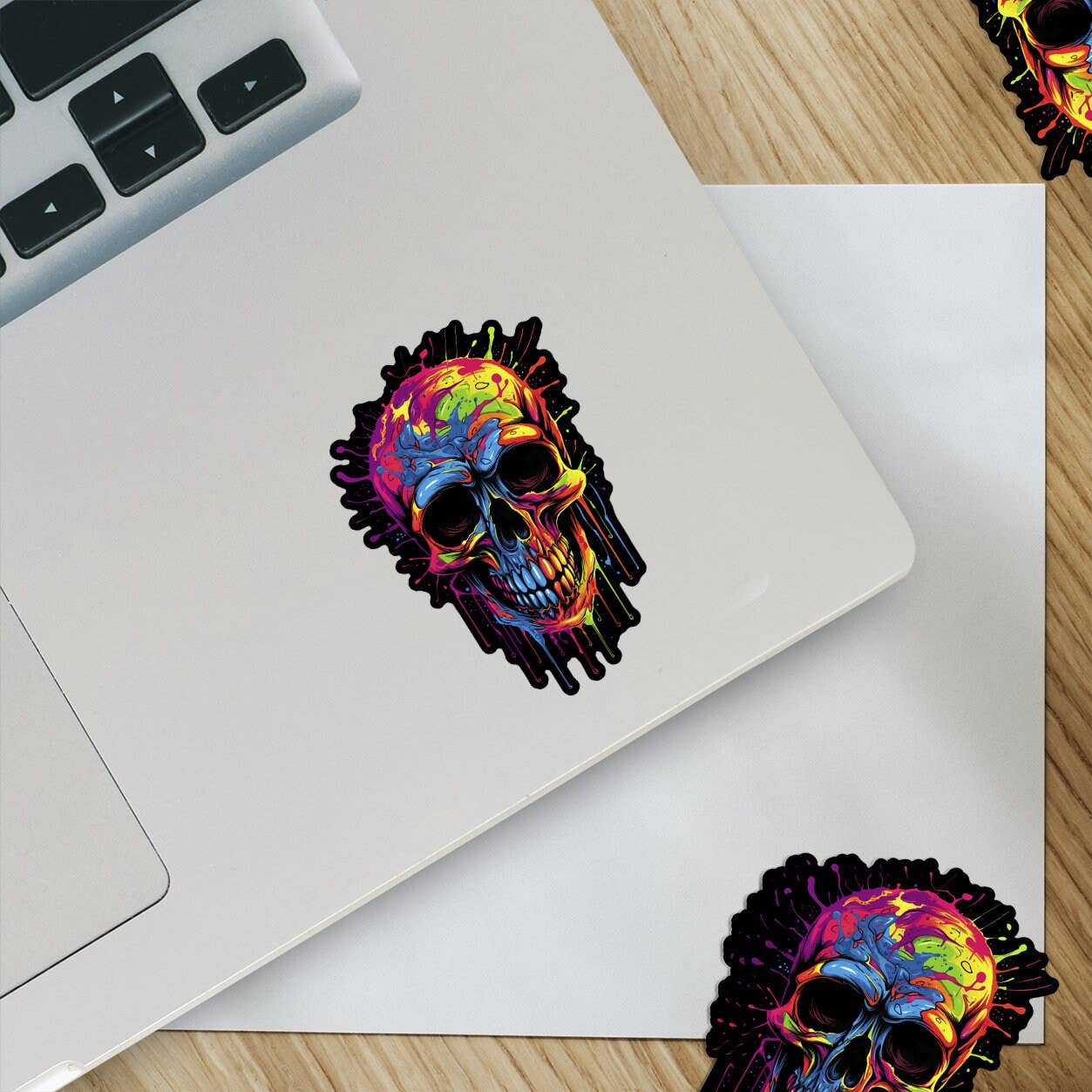 Colorful Skull Sticker- Paint Drip, 3D Art