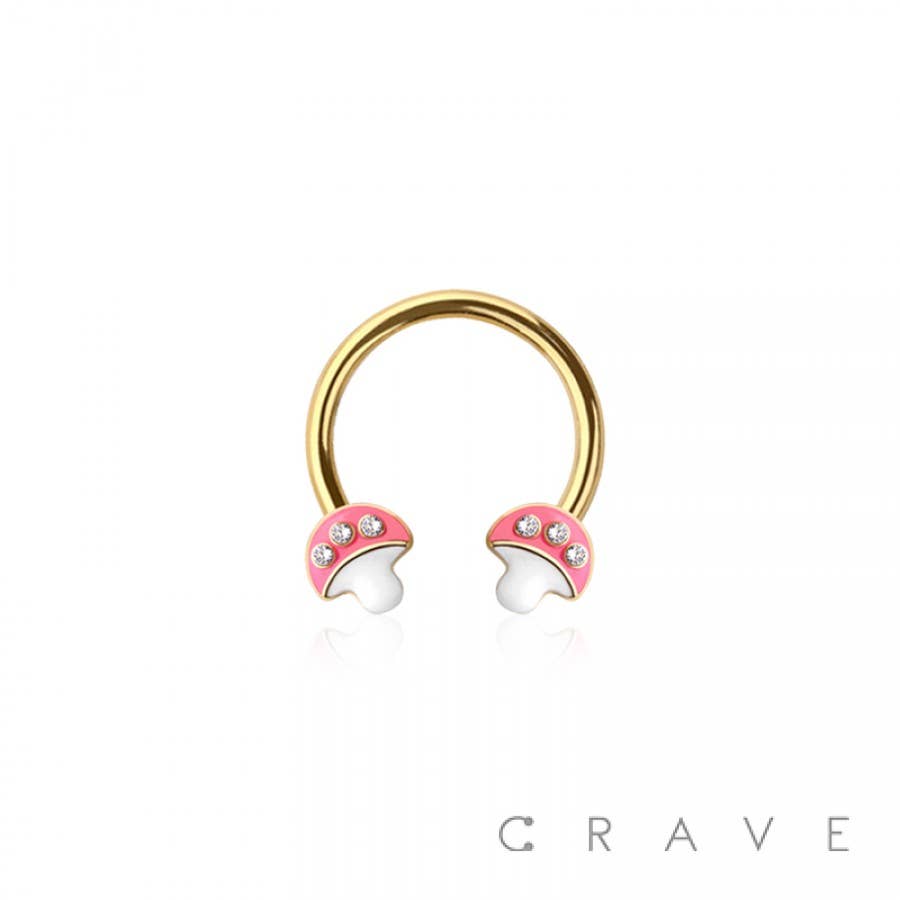 316L SURGICAL STEEL MAGICAL MUSHROOM ENDS HORSESHOE