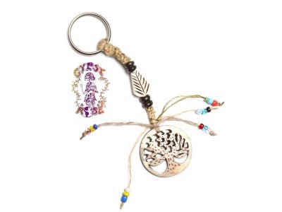 Life's Force Tree Hemp Bone Key Ring Keychain