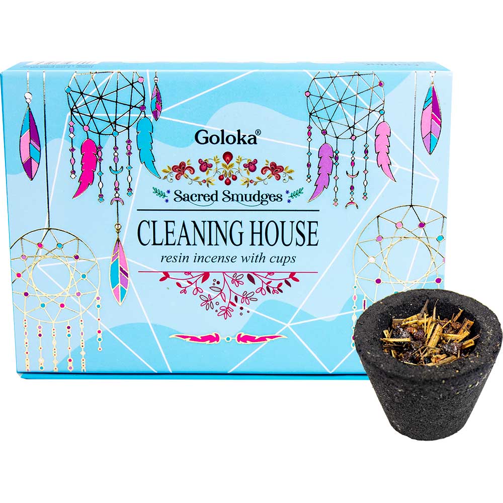 Goloka Sacred Smudges Resin Cups -Cleaning House (Pack of 6)