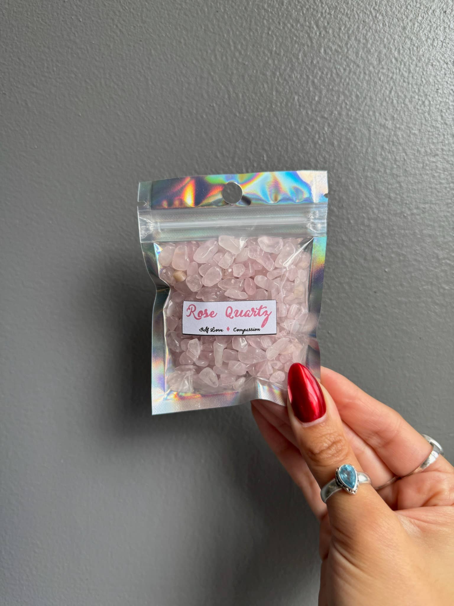 Rose Quartz Crystal Chip Bags