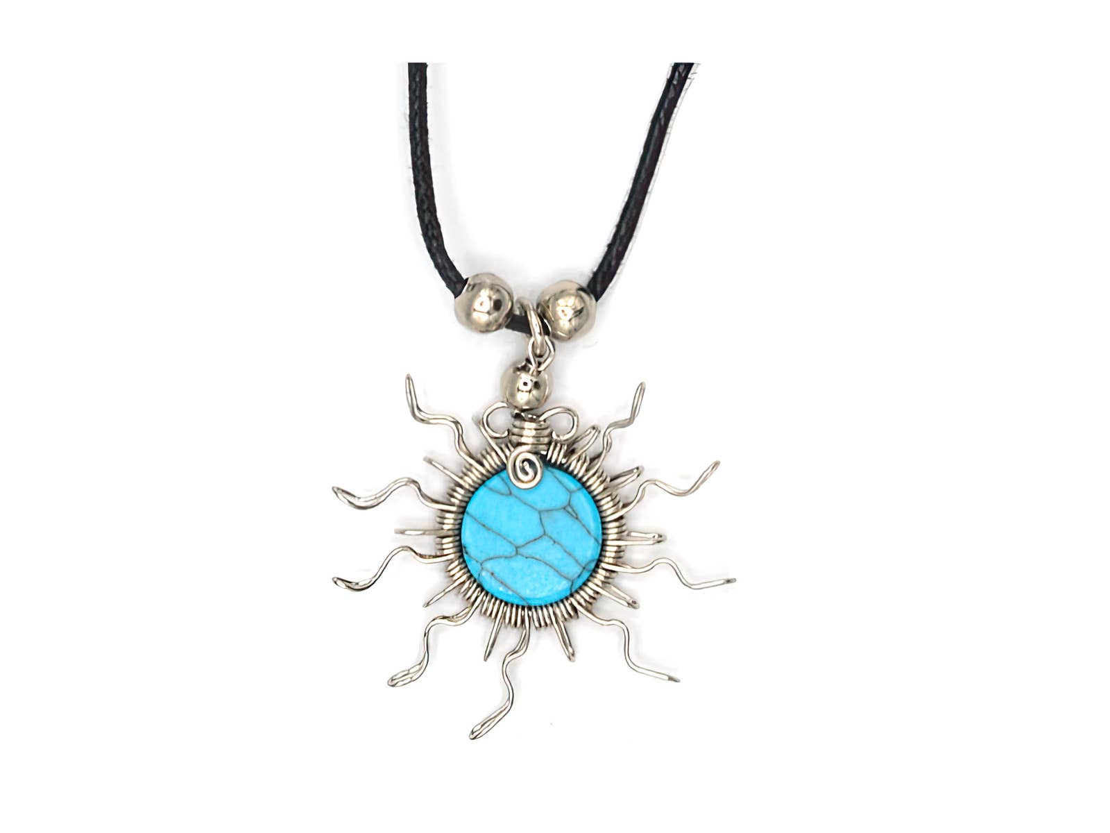 SUN SHAPED SEMI PRECIOUS STONE PENDANT