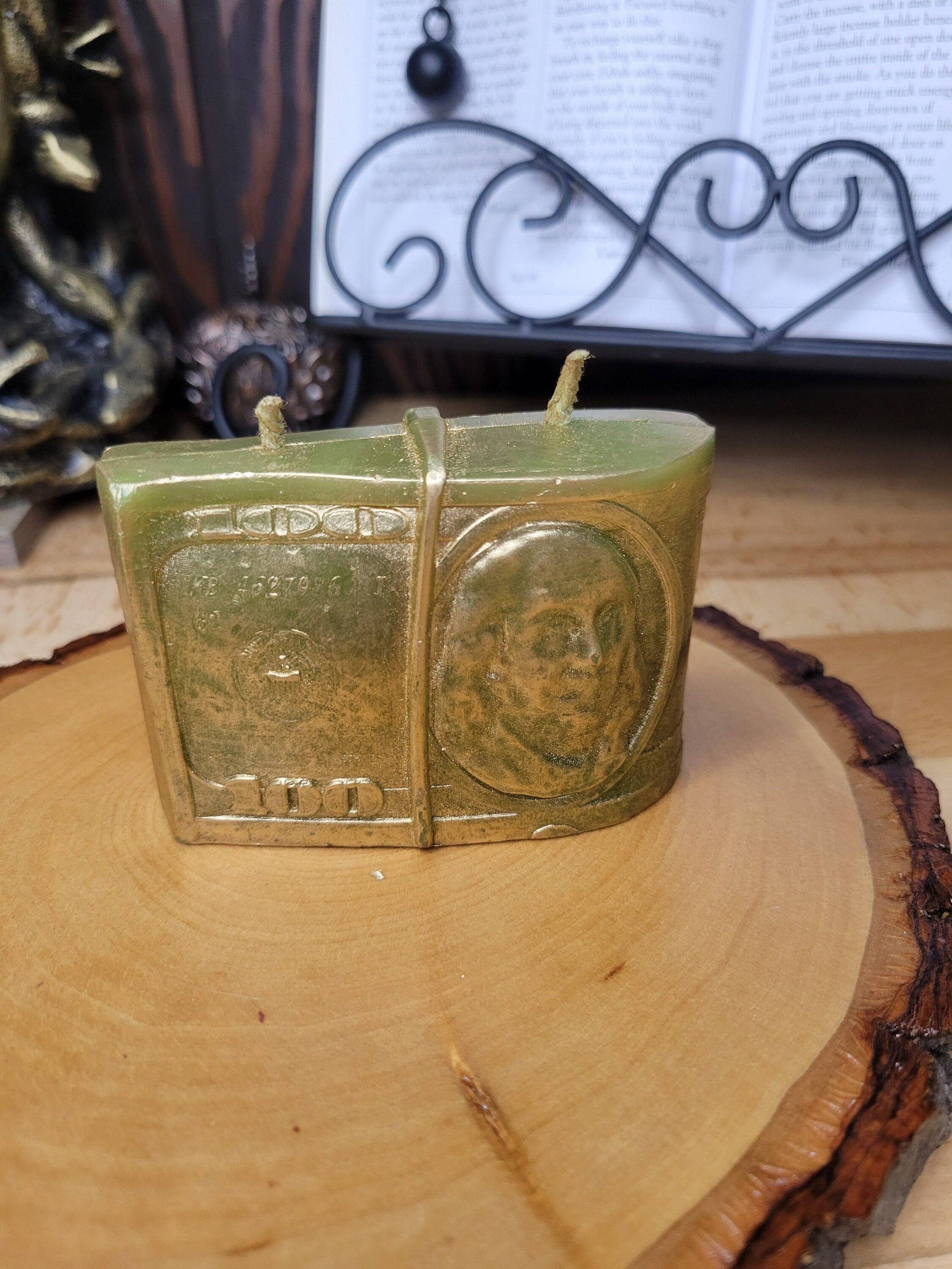 Money Candle, Handmade Candle Manifest Abundance Candle, Witchy candle, Green Money Candle