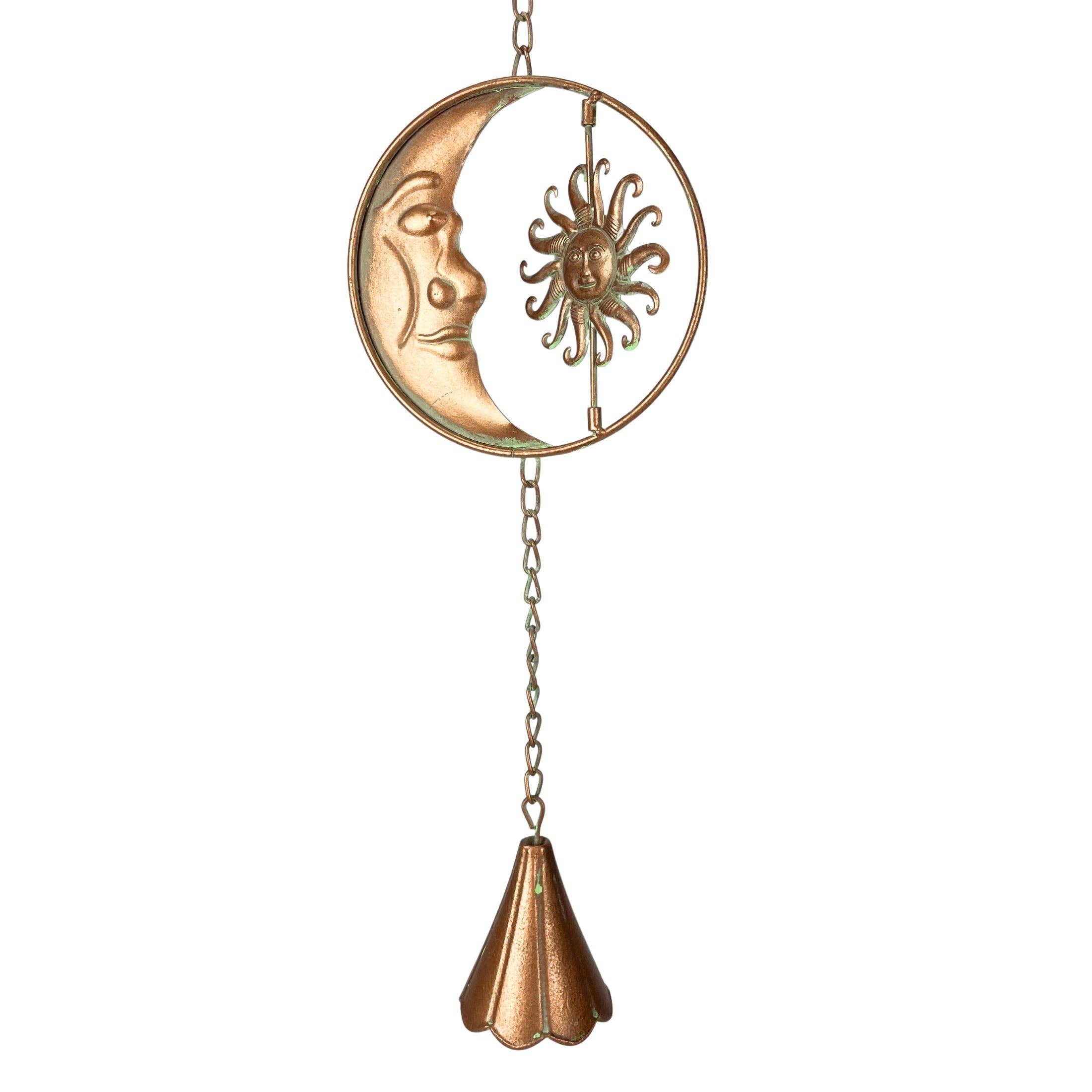 80-Inch Metal Rain Chain with Celestial Crescent Moon & Sun