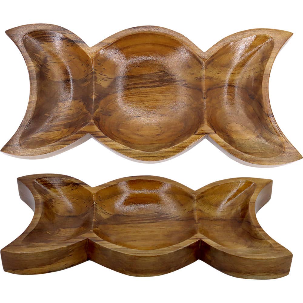 Teak Wood Bowl - Triple Moon