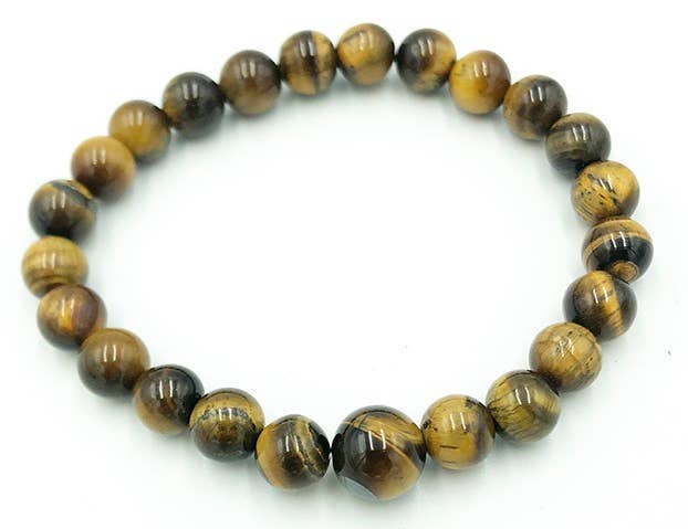 Large Size Tiger's Eye Beaded Bracelet Wrist Mala 8mm