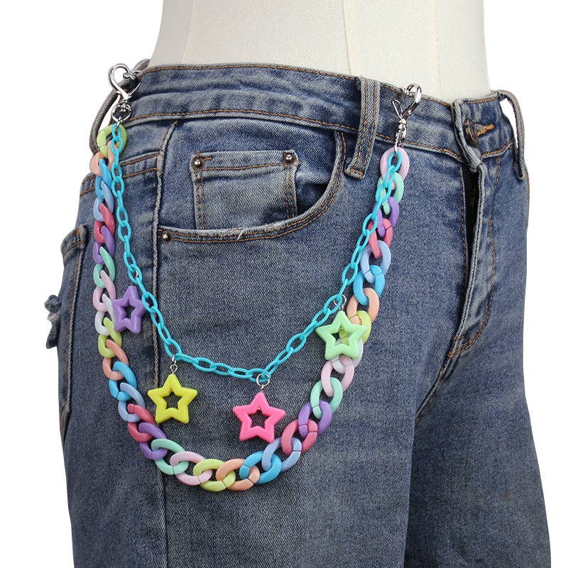 Colorful Acrylic Star Pendant Chain Trendy Gender-Neutral Belt
