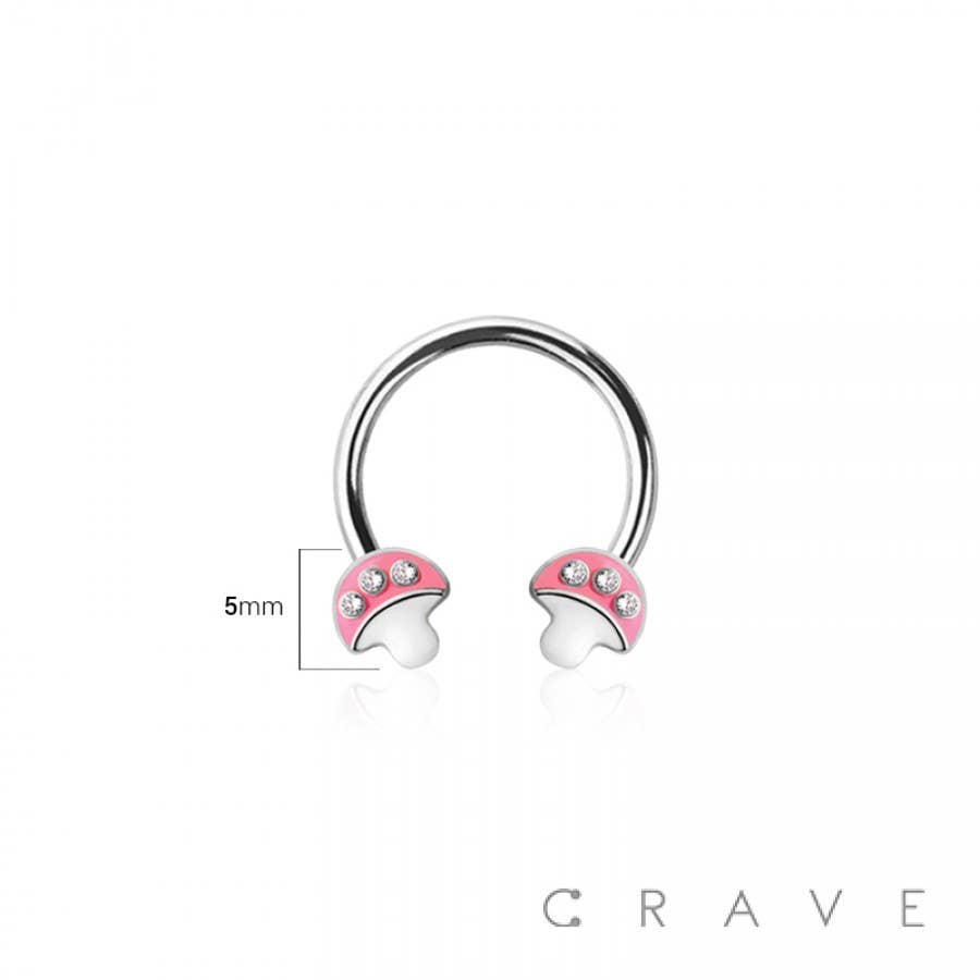 316L SURGICAL STEEL MAGICAL MUSHROOM ENDS HORSESHOE