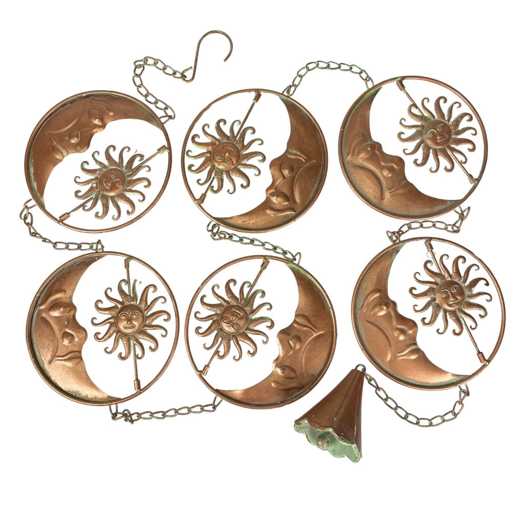 80-Inch Metal Rain Chain with Celestial Crescent Moon & Sun