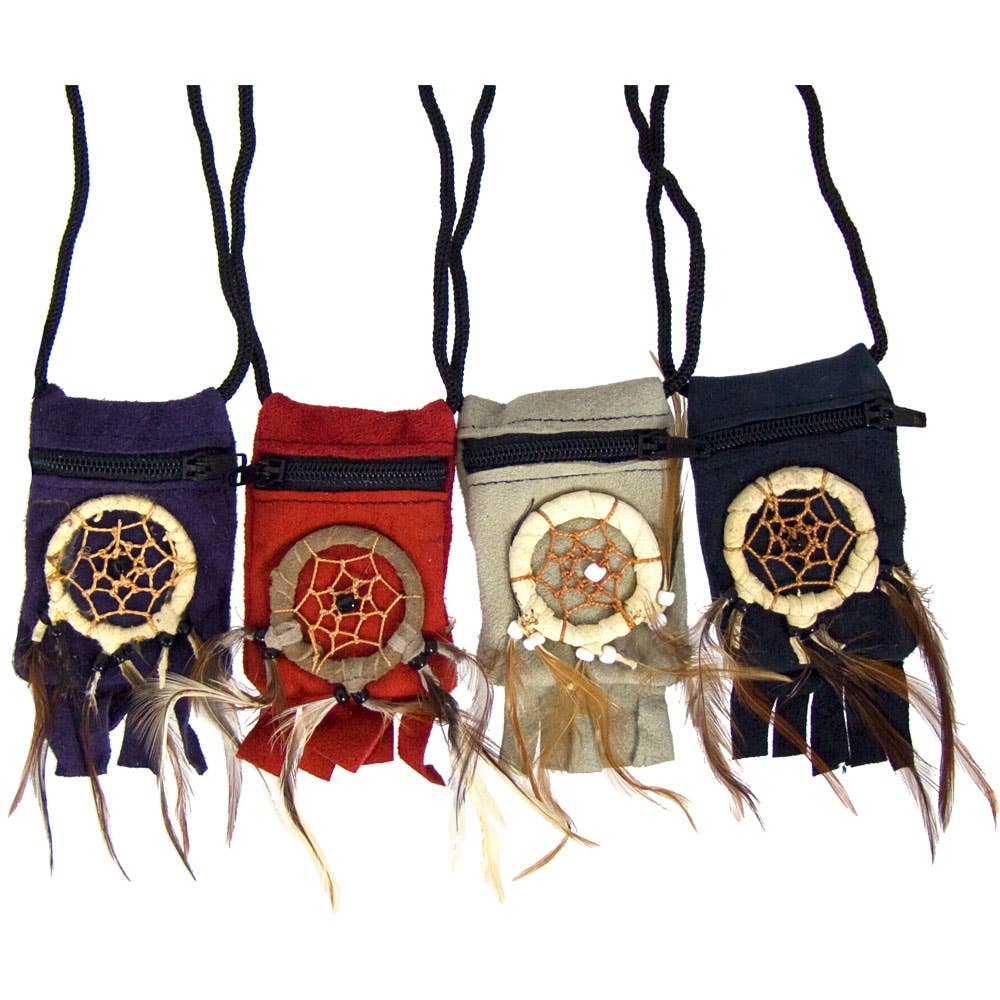 Thin Suede Medecine Bag 2x3 Dreamcatcher Assorted Colors