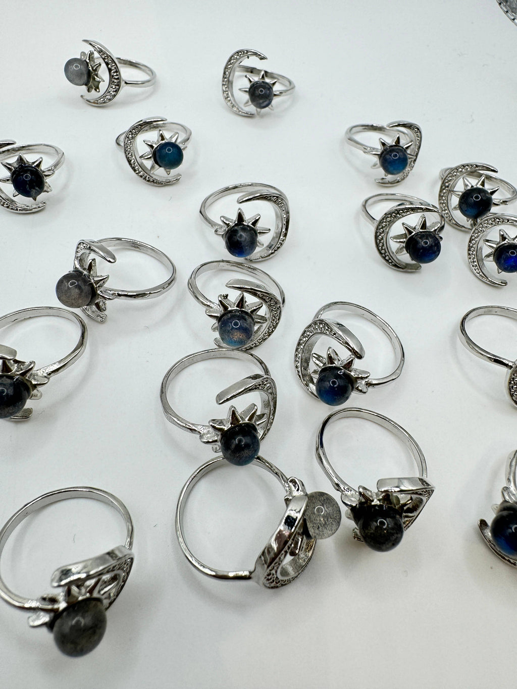 Labradorite Sun & Moon Rings - Adjustable Crystal Rings