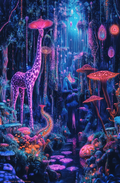 Elongated Nights Giraffe Tapestry