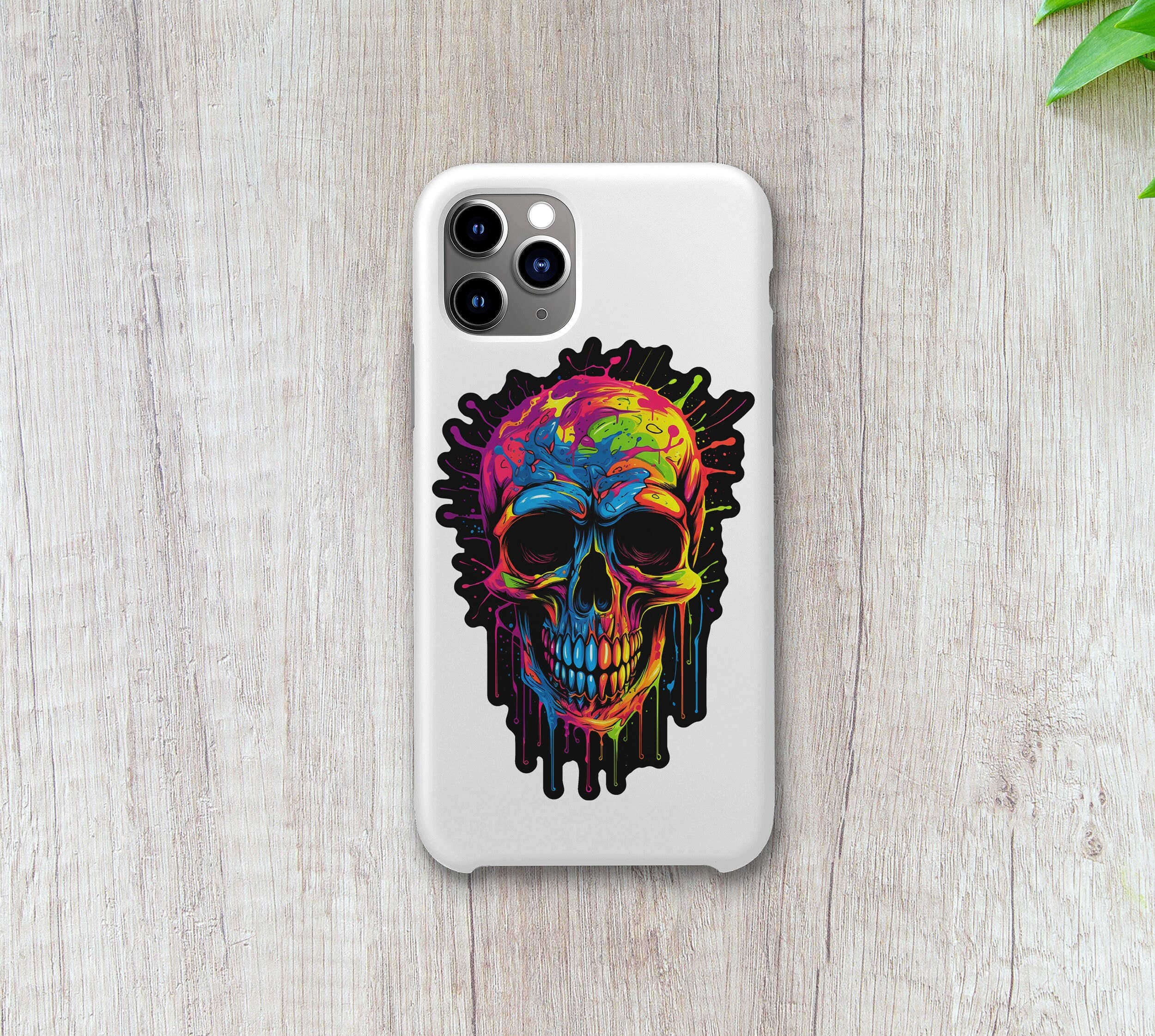 Colorful Skull Sticker- Paint Drip, 3D Art