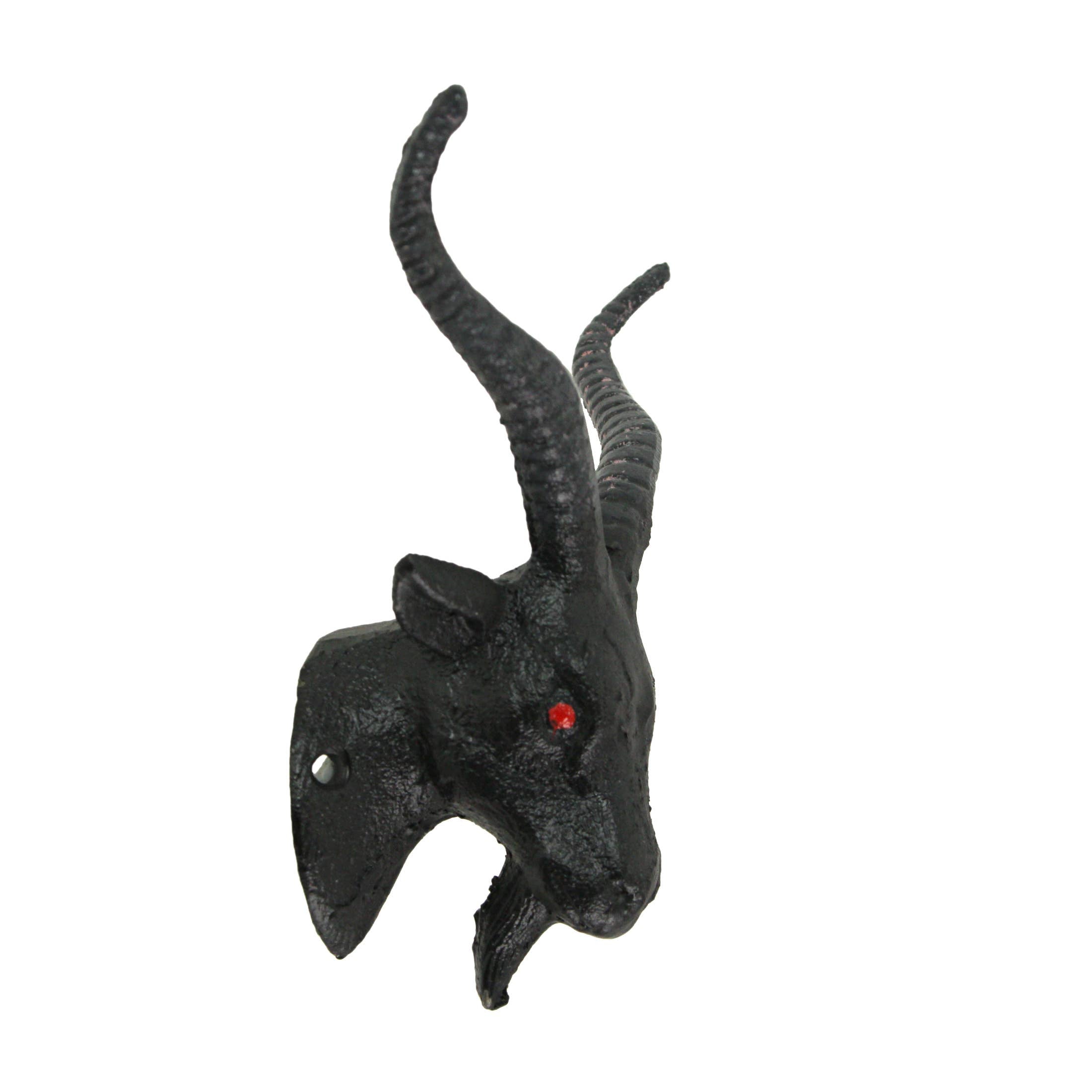 Set of 2 Black Cast Iron Baphomet Decorative Wall Hook Decor