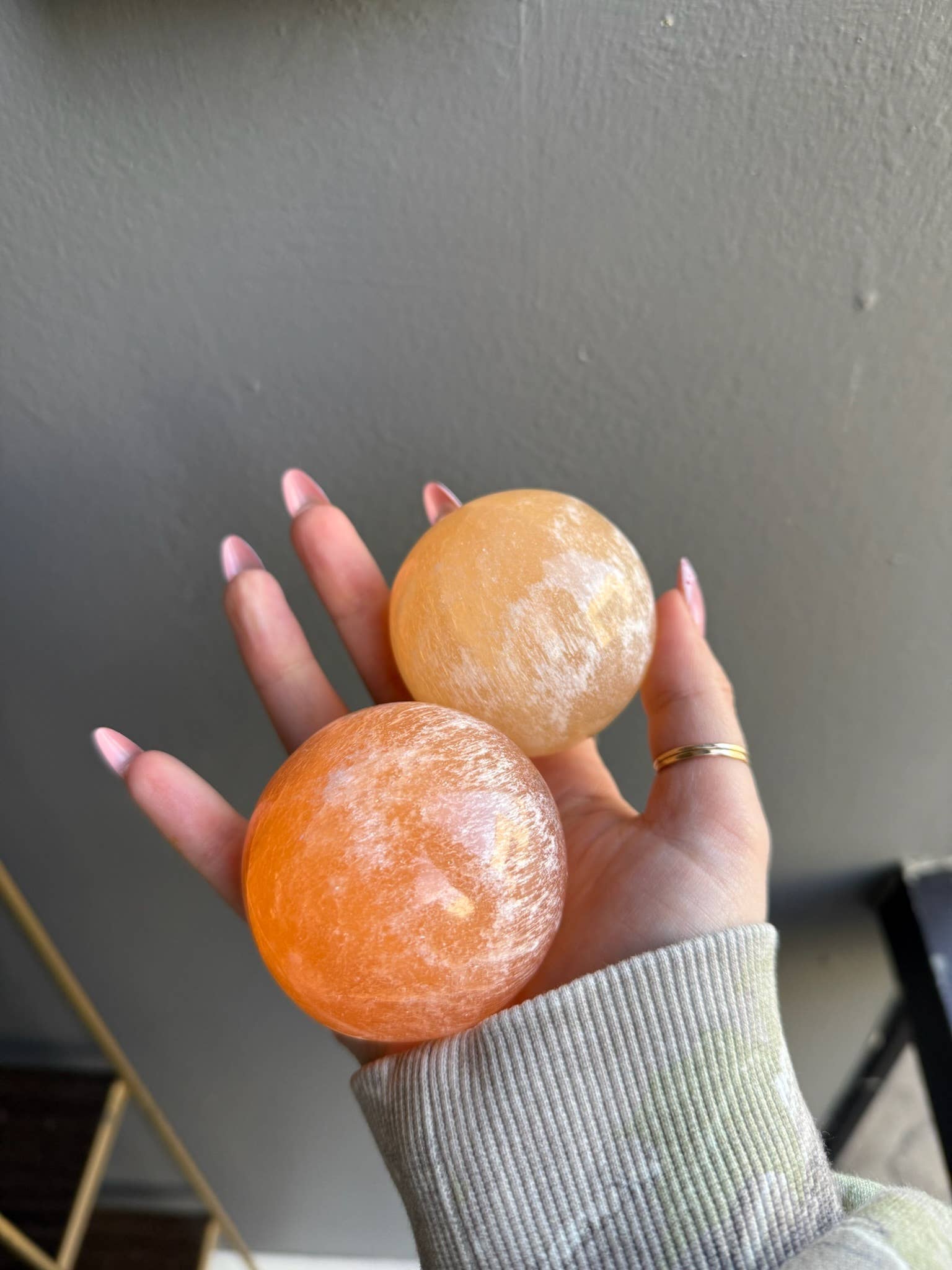 Peach Selenite Sphere – 3-Inch Crystal for Healing & Energy