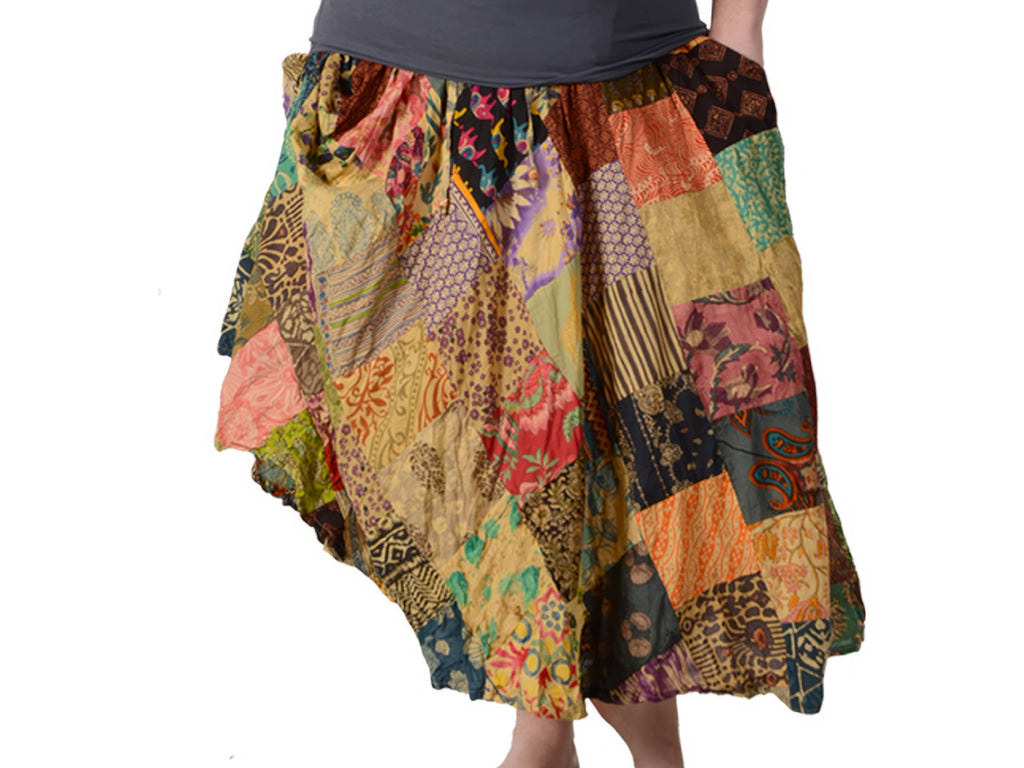 Festy Style Diamond Patchwork Finger Loops Skirt