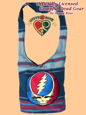 Grateful Dead Steal Your Face Hand Embroidered Peddler Bag