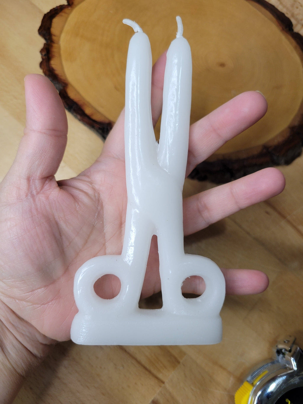 White Scissors shape candle- Cord cutting